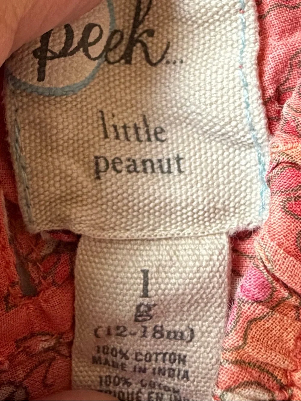 Peek Little Peanut 12-18M Coral Floral Paisley Lightweight Cotton Tank Top